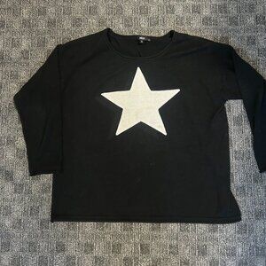 Ellos black white star sweater XL goth emo